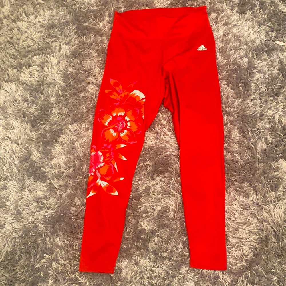 Adidas aeroready floral workout tights - like new. Size L